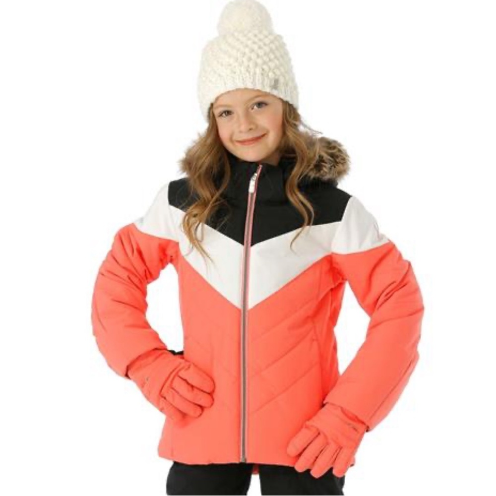 SPYDER Lola Ski Jacket Tropic Girl’s Size 16 NWT $189 Faux Fur Removable Hood